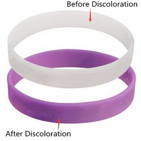 Custom UV Color-change Debossed Silicone Wristband, 8" L x 1/2" W x 2/25" Thick