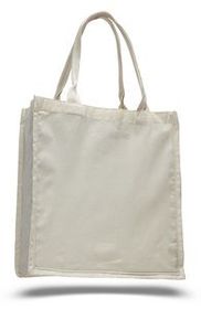Fancy Natural 100 percent Cotton Tote Bag w/ Web Handles - Blank (15"x16"x6")