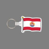 Key Ring & Full Color Punch Tag W/ Tab - Flag of French Polynesia