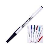 Custom Standard Ballpoint Stick Pen w/ White Colored Barrel