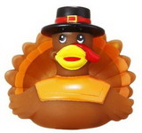 Custom Rubber Happy Turkey Duck Toy, 3" L x 4" W x 3 3/4" H