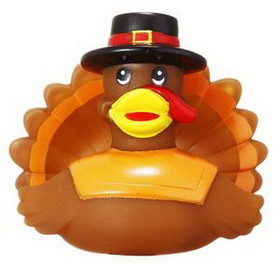 Custom Rubber Happy Turkey Duck Toy, 3" L x 4" W x 3 3/4" H
