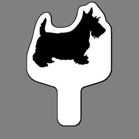 Custom Hand Held Fan W/ Scotty Dog (Profile Silhouette), 7 1/2" W x 11" H