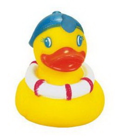 Custom Rubber Summer Fun Duck, 3 1/2" L x 2 5/8" W x 3 1/4" H