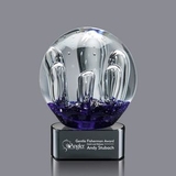 Custom Serendipity Medium Hand Blown Art Glass Award w/ Black Base, 6 1/4
