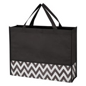 Custom Zigzag Non-Woven Tote Bag, 15" W x 11 7/8" H x 3 3/4" D