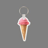 Key Ring & Full Color Punch Tag - Strawberry Ice Cream Cone