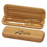 Custom Ballpoint Pen Set, Bamboo Double Well Gift Box with Letter Opener, 6.75
