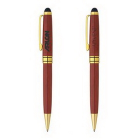 Custom Stylus Ballpoint Pen, Milano Blanc Stylus Rosewood Ballpoint Pen, 5.375" L