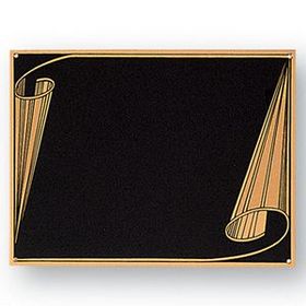 Blank Black & Gold Frosted Screened Plate W/Scroll Detail (6"X8")