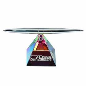Custom Rainbow Pyramid Crystal Spinning Pen Set- Screen Imprint, 6" W x 2.75" H x 2.25" D