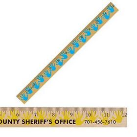 Custom 12" Clear Lacquer Wood Ruler w/ Handprint Background