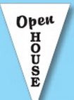 Blank 30' Stock Pre-Printed Message Pennant String -Open House
