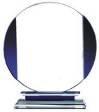 Custom Dynamics Blue Accented Circular Glass Award - 8