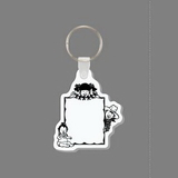 Custom Key Ring & Punch Tag W/ Tab - Daycare (3 Children Holding a Sign)