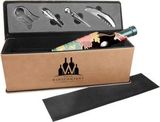 Custom LT. BROWN Laserable Leatherette Single Wine Box with Tools, 14