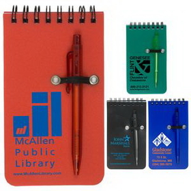 Custom Pocket Sized Spiral Jotter Notepad Notebook w/ Pen, 3" W x 5 1/4" H