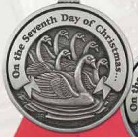 Custom Twelve Days Of Christmas Mini Ornament (Day 7 - Seven Swans-A-Swimming), 1.875" Diameter