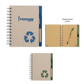 Custom Eco-Inspired Spiral Notebook & Pen, 6" W x 7" H