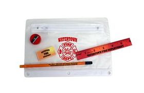 Custom Clear Translucent Mood School Kit W/ Pencil, Ruler, Eraser & Sharpener, 9 1/4" W X 6" H