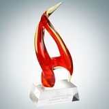Custom Art Glass Inferno Award with Clear Base, 12 1/2