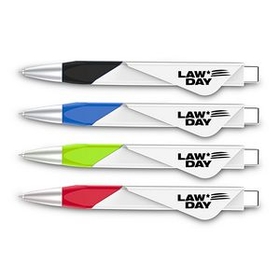 Custom Plunge Action Ballpoint Pen w/ Clip, 5 5/8" L x 5/8" W x 1/2" Thick