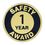 Blank Safety Award Pin - 1 Year, 3/4" W x 3/4" H, Price/piece