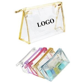 Custom Clear Waterproof PVC Makeup Bags, 9" L x 2 1/2" W x 5 1/2" H