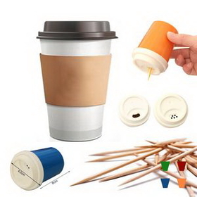 Custom Coffee Cup Shape Toothpick Holder, 2 1/3" Diameter x 3 1/8" H