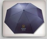 Custom Automatic Deluxe Mini Umbrella w/ Curved Wooden Handle