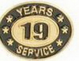 Custom Stock Die Struck Pin (19 Years Service)