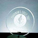 Custom Large Beveled Circle Jade Glass Award w/ Aluminum Pole (10