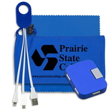 Custom Mobile Tech Charging Kit w/ 4 Port USB Hub in Microfiber Cinch Pouch, 5