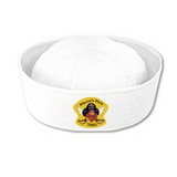 White Sailor Hat w/ Custom Shaped Heat Transfer