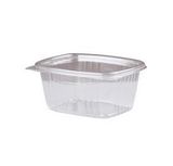 Blank 16 Oz. Plastic Food Container W/ Attached Hinged Lid, 2.25