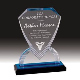 Custom Blue Carved Shield Impress Acrylic Award (9")