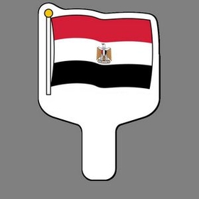 Custom Hand Held Fan W/ Full Color Flag Of Egypt, 7 1/2" W x 11" H
