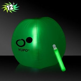 Custom 12" Inflatable Beach Ball W/ Green Light Stick