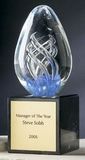 Custom Sky Blue Spiral Hand Blown Glass Award (5