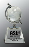 Custom Crystal Globe Award with Clear Base, 2.75