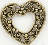 Custom Cut Out Floral Swirl Heart Stock Cast Pin