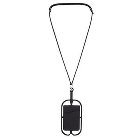 Custom Silicone Mobile Lanyard with Pocket, 23 5/8" W x 2 11/16" H x 18 1/2" L