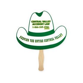 Custom Cowboy Hat Shape Single HAND FAN, 8" W x 8" H