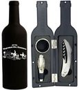 Custom 3 Piece Wine Tool Set In Bottle Look Black Case