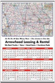 Custom Large State Maps-Year-In-View&#174 Calendar-Iowa, 25" W x 38" H