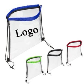 Custom High Quality PVC Transparent Drawstring Bag, 13.7" L x 17.7" W