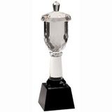Custom Clear Crystal Cup Award w/ Black Pedestal Base (12 1/4