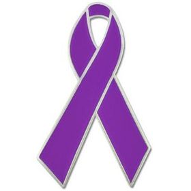 Blank Purple Awareness Ribbon Lapel Pin, 1" H