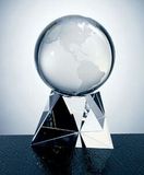 Custom 114-C5100BE  - World Globe with Triangle Base Award-Optic Crystal