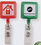 Custom Retractable Square Badge Holder Reel w/ Strap (Label Decoration)